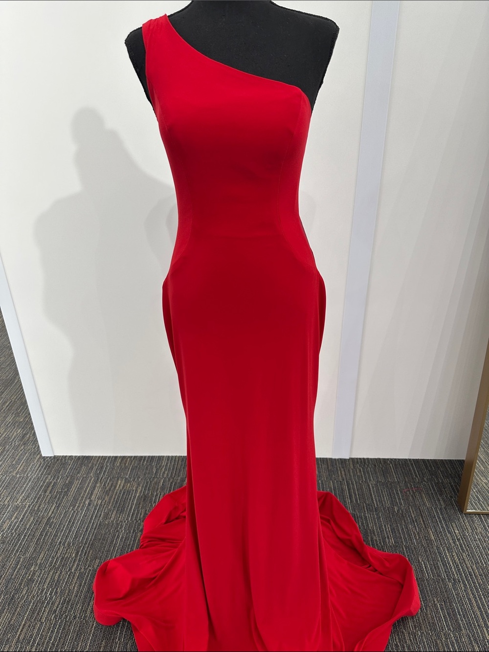 Clarisse One-Shoulder Red Evening Gown
